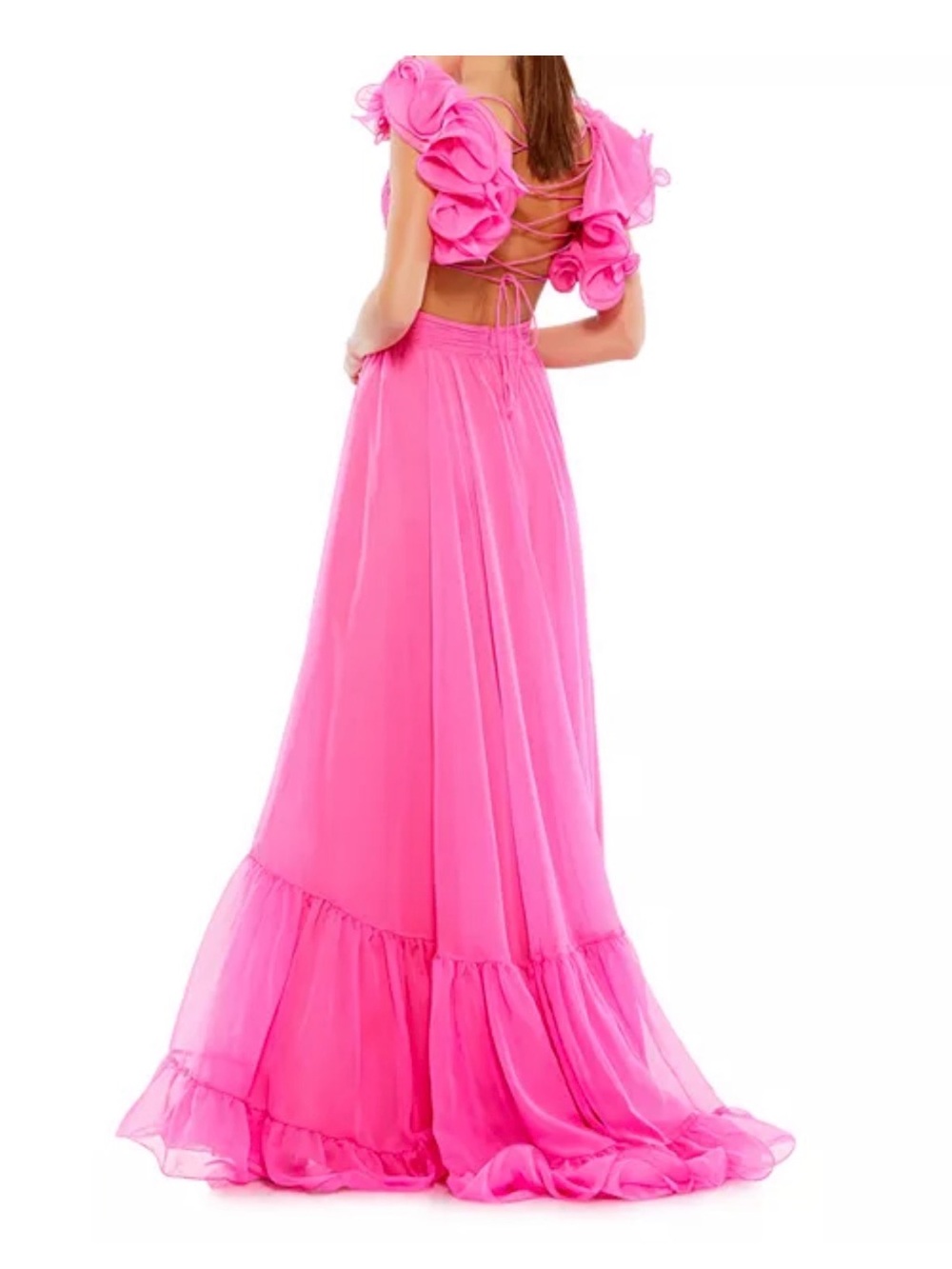 Mac Duggal Ruffle Tiered Cut-Out Chiffon Gown - Picture 2 of 4